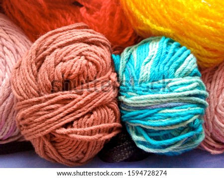 Colorful woolen balls, wallpaper,yarn yellow red,blue,pink, purple