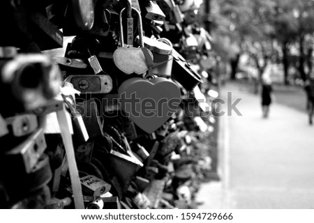 Love lock hung on bridge in Riga to represent love and relationship
