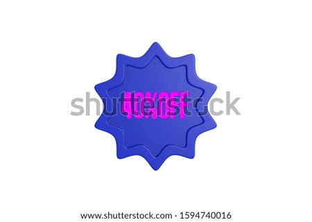 40 percent off 3d sign in pink color with blue isolated on white background, 3d illustration.