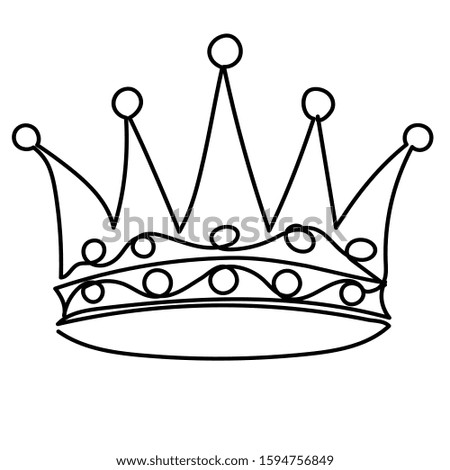 vector, isolated, crown, single line drawing continuous