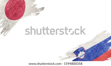 Flags of Japan and Slovenia on White Background
