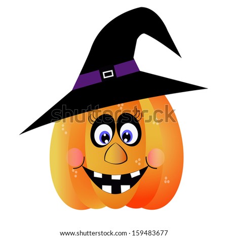 Vector Cartoon Cute Halloween Pumpkin With Hat