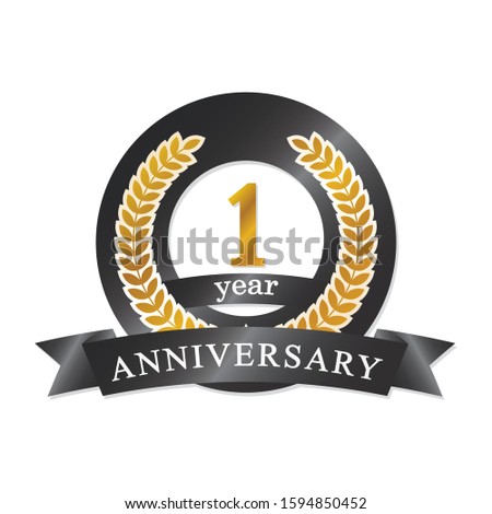 1 year anniversary wreath ribbon logo