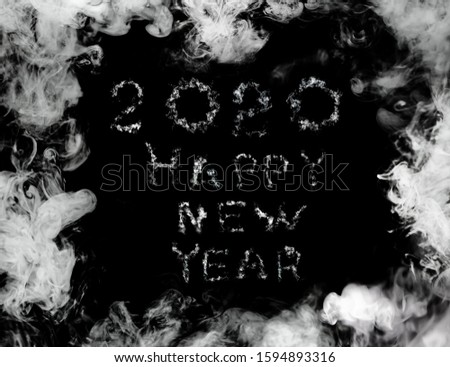 Happy New Year 2563 made of dry ice smoke, a mysterious and enigmatic.