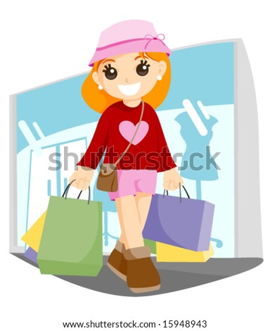 Girl Shopping - Vector