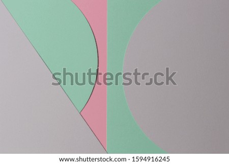 Abstract colored paper texture background. Minimal geometric shapes and lines in pastel pink, gray, light blue and green colours