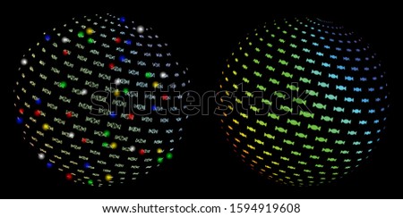 Glowing mesh candy abstract sphere icon with lightspot effect. Abstract illuminated model of candy abstract sphere. Shiny wire carcass triangular mesh candy abstract sphere icon.