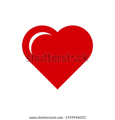 Heart icon. Red silhouette. Vector drawing. Isolated object on a white background. Isolate.