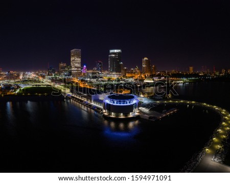 Milwaukee lights glow in the night