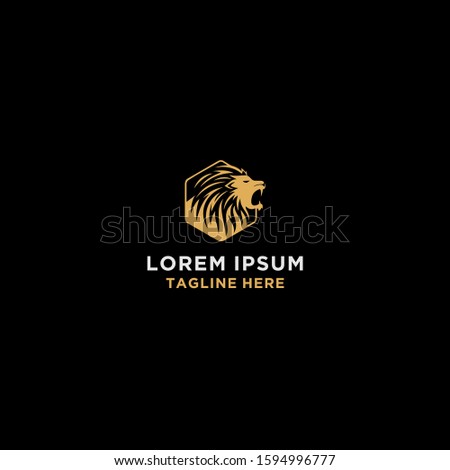 Gold lion vector logo template.