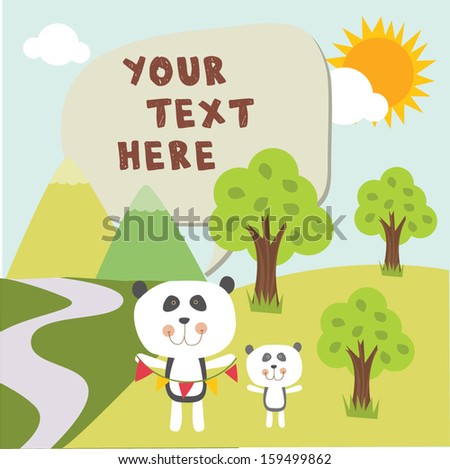 panda in garden with text