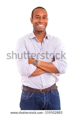 young handsome african business man posing isolated over white Royalty-Free Stock Photo #159502883