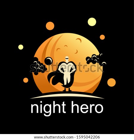 Simple aand unique hero with bright night background or moon image graphic icon logo design abstract concept vector stock. Can be used as a symbol related to character or comic.