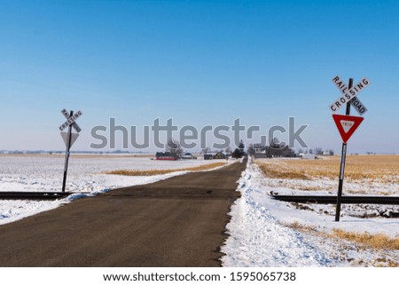 Rural country road in Winter.  Bureau County, Illinois, USA