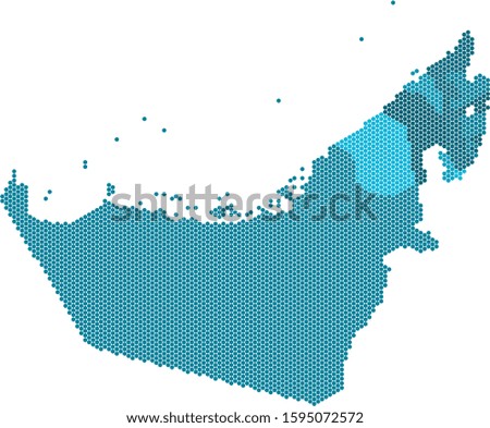 Blue circle United Arab Emirates map on white background. Vector illustration.