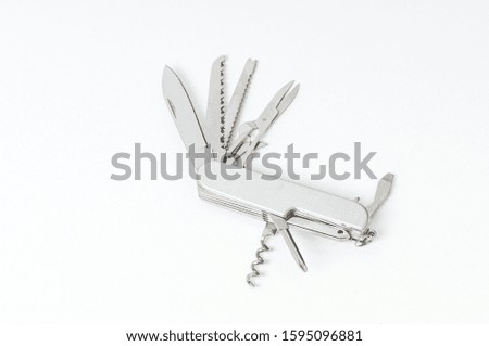 multi-function knife on white background close-up, mock-up, blank for your design