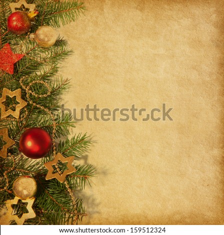 Beige paper background with Christmas border. 
