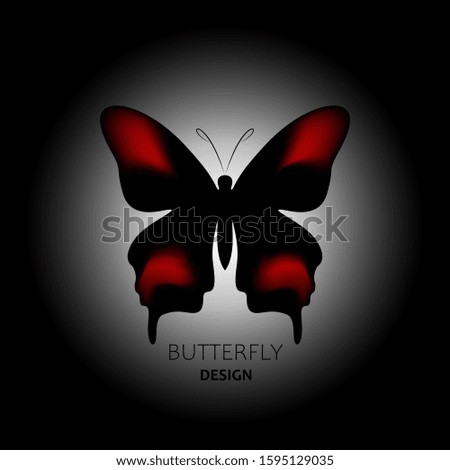 Abstract logo emblem design, butterfly silhouette, illustration for printing and packaging.