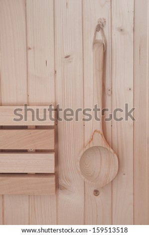 Detail of  wooden club in a sauna 