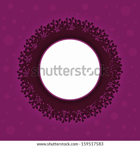 Abstract purple element for design with floral details.