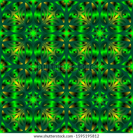 Seamless endless repeating multicolored bright ornament of green shades