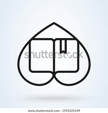 heart book and love line. vector modern icon design illustration