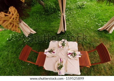 Outdoor table setting for the celebration