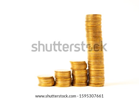 gold coins isolated on white background