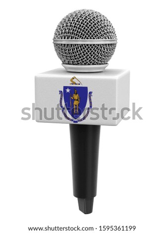 3d illustration. Microphone and Massachusetts flag. Image with clipping path
