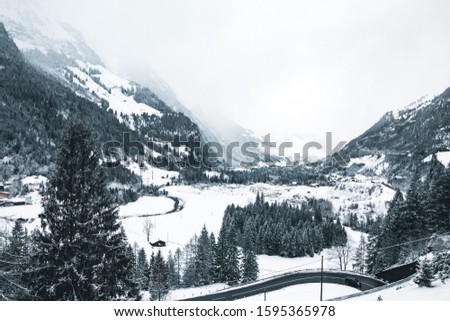 The Winter Mountain Landscape, Switzerland.	