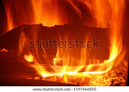 flame of wood fire, macro picture of the flames