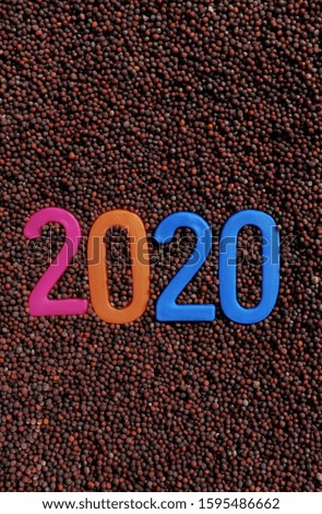 Happy New Year 2020 Creative Photo With Mustard Seeds And Number in Vertical Orientation