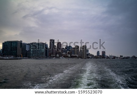 The Wake Of A Boat On A Winter Day In Boston Harbor