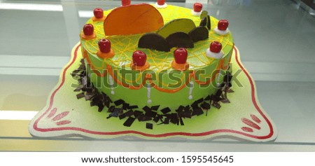 A closeup image of a cake. Cake is used in celebration of birthday, anniversary and on good occasions.