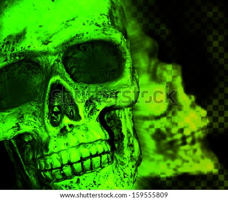 Green Skull Scary Background