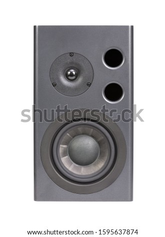 Audio Monitor - Professional Two-Way Speaker on White Isolated Background. Front view