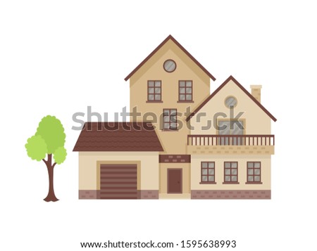 Vector house isolated on white background. Illustration of a cottage in a flat style.