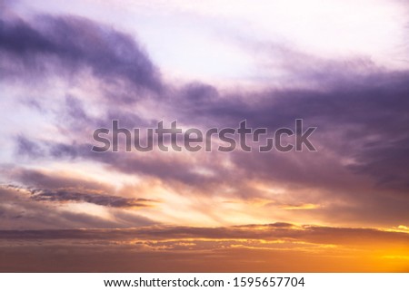 Epic and beautiful Skies Cloud Overlays during sunrise and sunset. Amazing clouds in different colors during sunrise or sunset. The concept of changing the sky in the pictures.