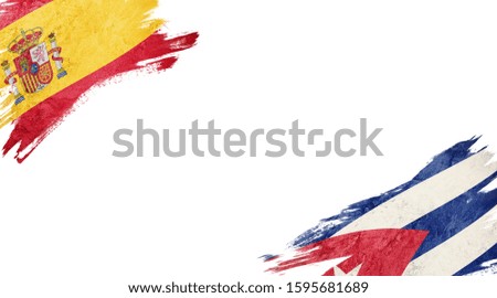 Flags of Spain and Cuba on White Background
