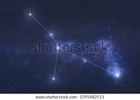 Cancer Constellation stars in outer space. Zodiac Sign Cancer constellation lines. Elements of this image were furnished by NASA  Royalty-Free Stock Photo #1595682511