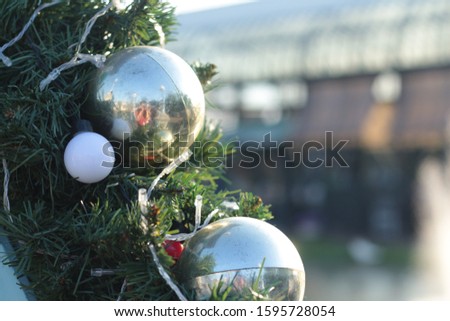 Colorful  Christmas balls and Happy New Year Festival