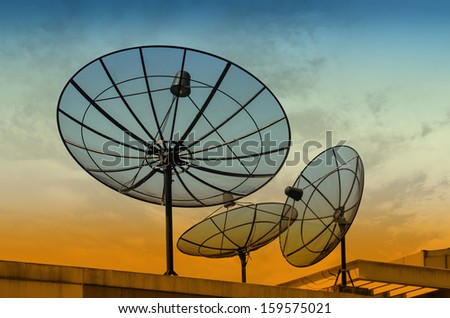 Satellite Dishes on building for telecommunication