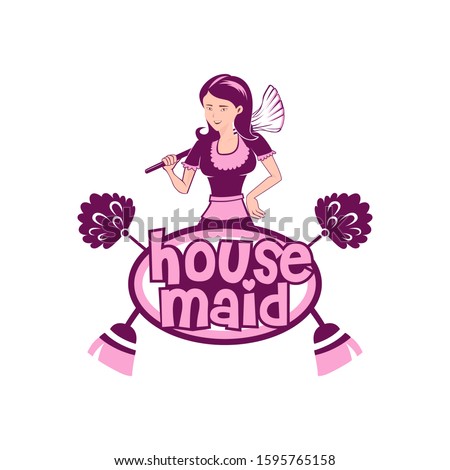 Housemaid Logo Stock Vector Illustration. unique maid logo. cleaning service. house maid. vector illustration