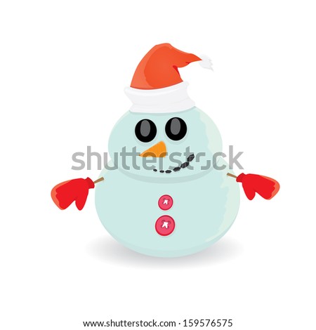 cartoon snowman isolated on white. merry christmas background. raster version
