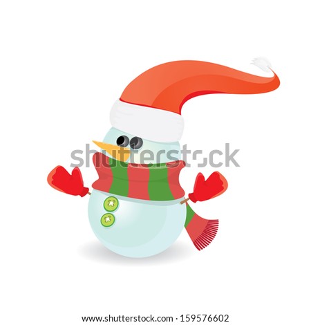 cartoon snowman isolated on white. merry christmas background. raster version