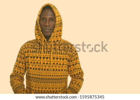 Young black African man wearing hoodie