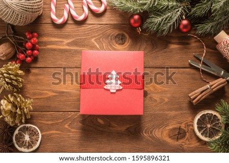Christmas decoration on wooden background	