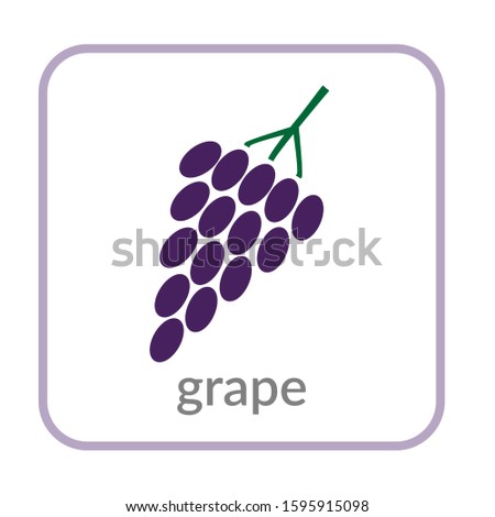 Grape bunch icon. Purple berry, outline flat sign, isolated white background. Symbol vineyard, alcohol drink. Health nutrition, eco food fruit. Contour. Nutritious organic dessert Vector illustration