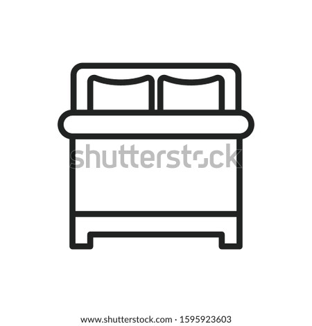 Simple bed line icon. Stroke pictogram. Vector illustration isolated on a white background. Premium quality symbol. Vector sign for mobile app and web sites.