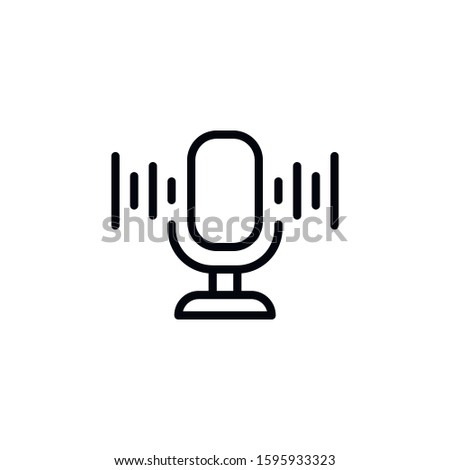 Simple microphone line icon. Stroke pictogram. Vector illustration isolated on a white background. Premium quality symbol. Vector sign for mobile app and web sites.